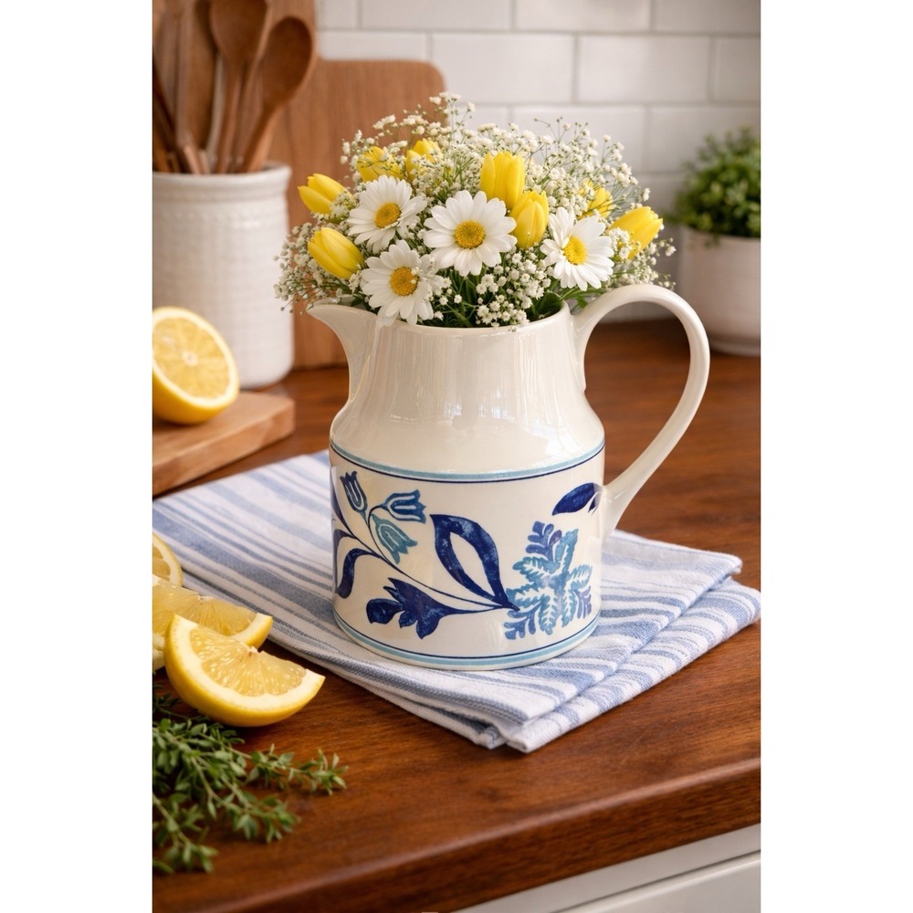 Johnson Brothers‎ Blue Fern Pitcher Farmhouse Kitchen England Creamer Jug